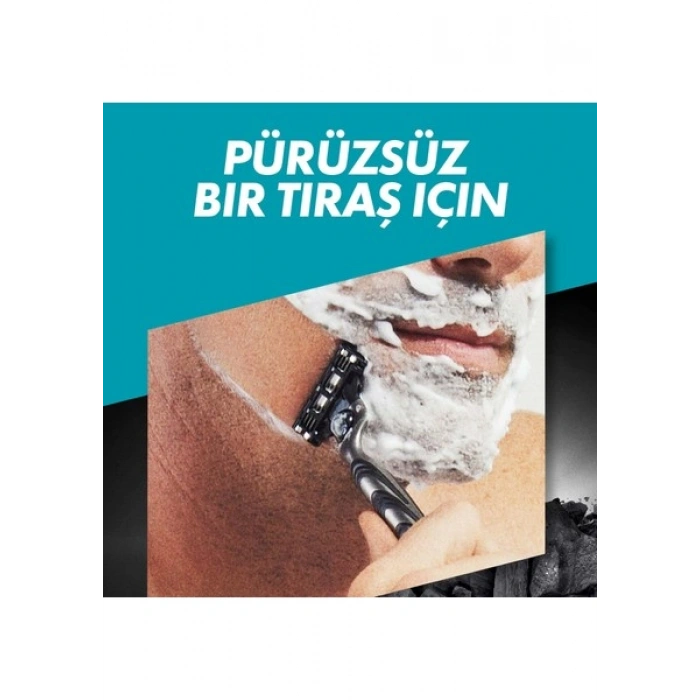 Gillette Mach3 Charcoal Tıraş Bıçağı 4 Adet Mikrofin Koruyucularla Cilt Tahrişini Azaltan