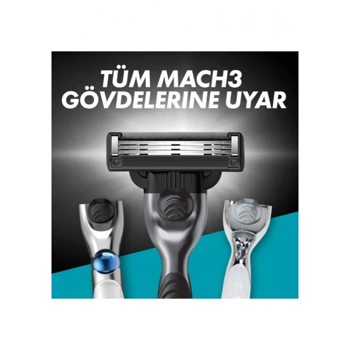 Gillette Mach3 Charcoal Tıraş Bıçağı 4 Adet Mikrofin Koruyucularla Cilt Tahrişini Azaltan