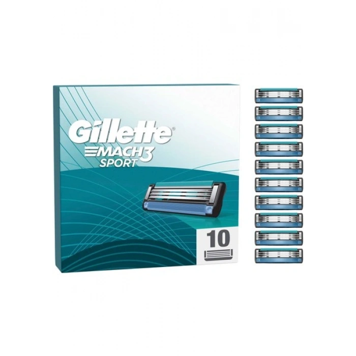 Gillette Mach3 Sport Yedek Tıraş Bıçağı 10 Adet Ergonomik Tasarım ile Rahat Tıraş Deneyimi