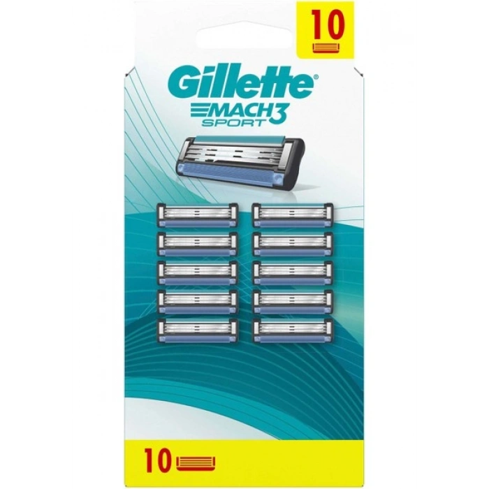Gillette Mach3 Sport Yedek Tıraş Bıçağı 10 Adet Ergonomik Tasarım ile Rahat Tıraş Deneyimi