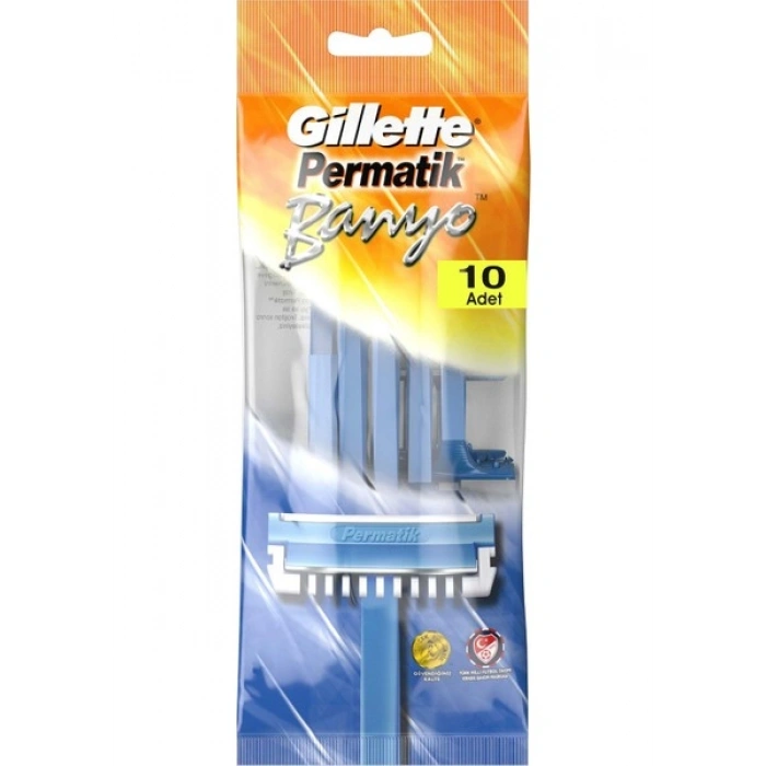 Gillette Permatik 10 Adet Banyo Kullan At Tıraş Bıçağı Ergonomik Tasarımlı Hassas Cilt Dostu