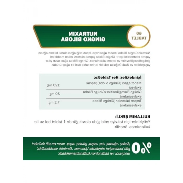 Ginkgo Biloba Ekstreli Takviye - 60 Tablet