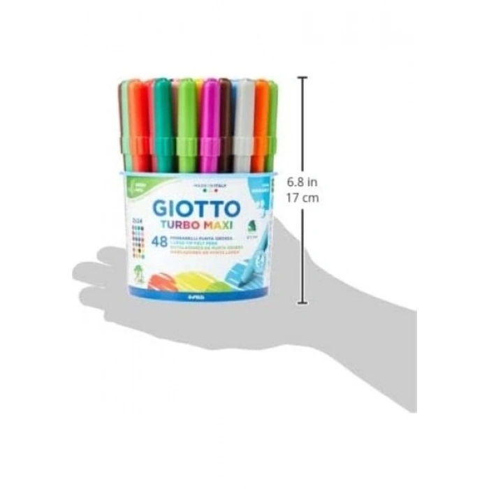 Giotto Turbo Maxi Kalın Uçlu Keçeli Boya Kalemi 48li Pot 12 Renk x 4lü