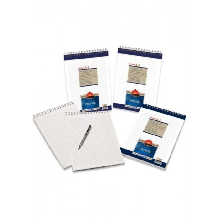 Gıpta Prisma A4 Kareli Defter 100 Yaprak Karton Kapaklı Spiralli Bloknot