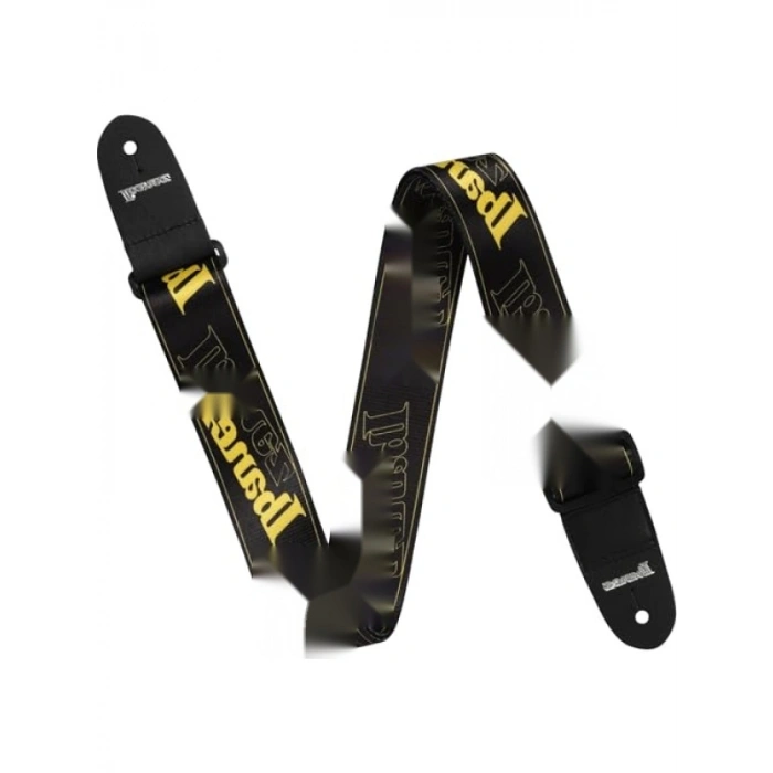 Gitar Kayışı, Siyah ve Sarı Logolar ile Tasarım