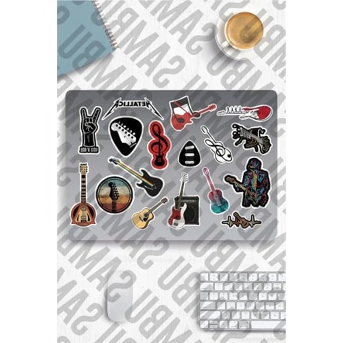 Gitar Temalı Sticker Seti, Laptop ve Telefon İçin Tasarlandı