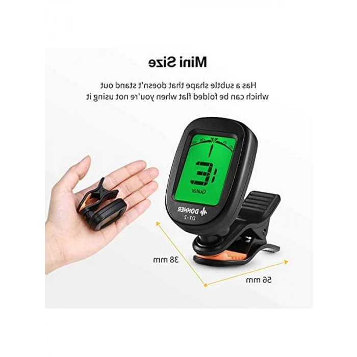 Gitar Tuner Klipsli Hassas Kromatik, Akustik Gitar Bas Keman Ukulele Tuner DT-2