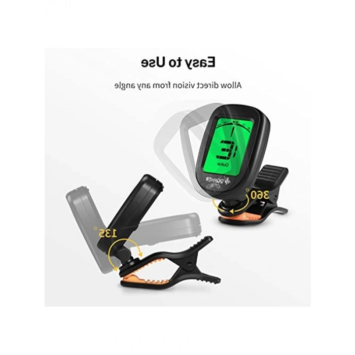 Gitar Tuner Klipsli Hassas Kromatik, Akustik Gitar Bas Keman Ukulele Tuner DT-2