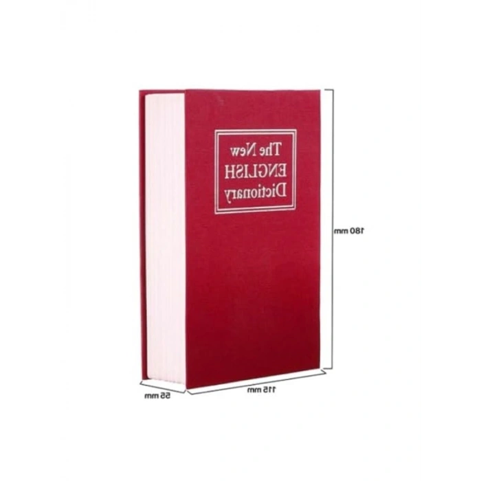 Gizli Kilitli Kitap Görünümlü Çelik Kumbara, Bordo Renkli