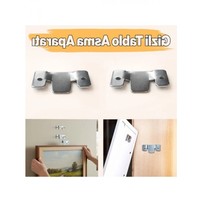 Gizli Tablo Asma Askısı - 2 Adet Metal Duvar Tipi Çerçeve Askı Aparatı