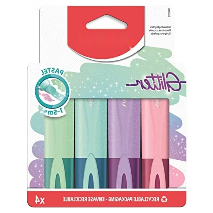 Glitter Pastel Fosforlu Kalem Seti - 4 Adet