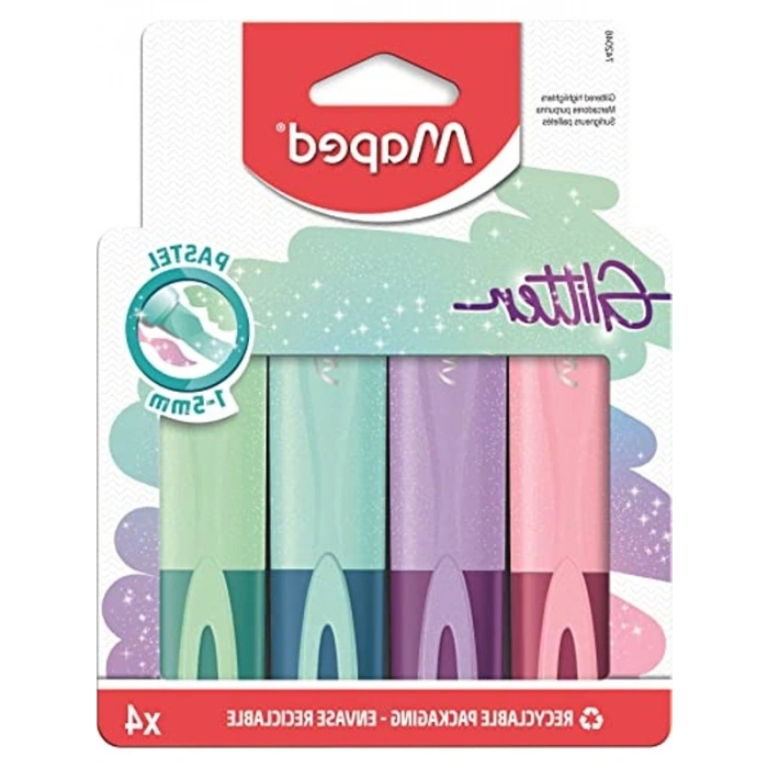 Glitter Pastel Renkli Fosforlu Kalem Seti, 4lü