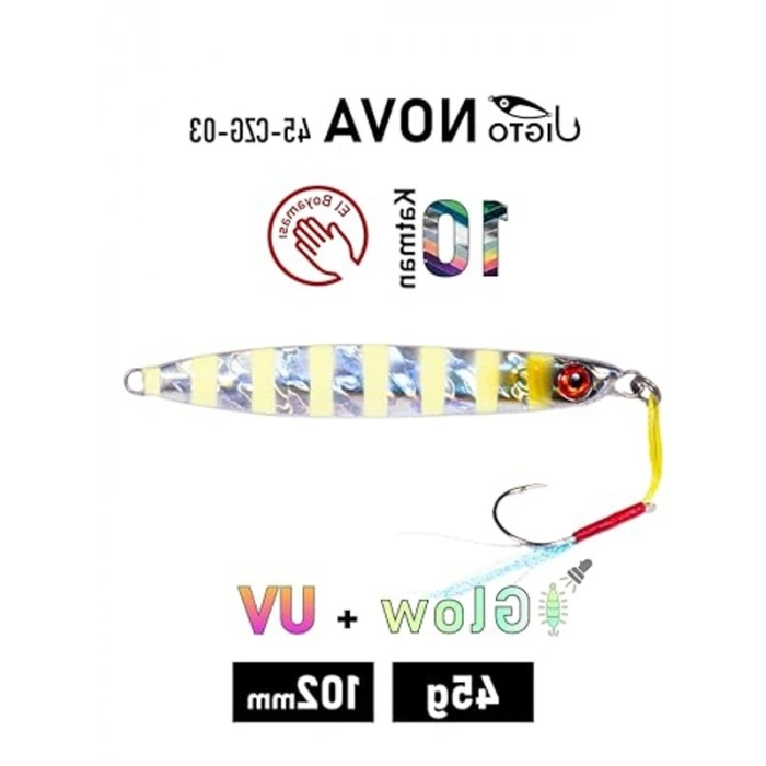 Glow UV Metal Jig, 10cm Uzunlukta ve 45Gr Ağırlığında