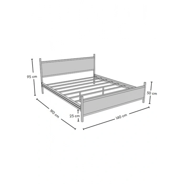 GM 305 MODERN ÇİFT KİŞİLİK AHŞAP METAL SİYAH CEVİZ KARYOLA 140X190