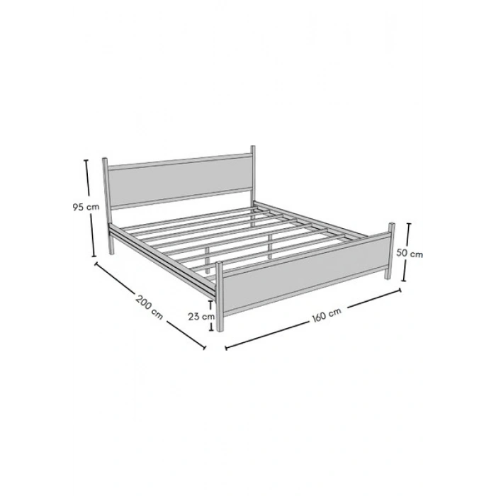 GM 305 MODERN ÇİFT KİŞİLİK AHŞAP METAL SİYAH CEVİZ KARYOLA 160X200