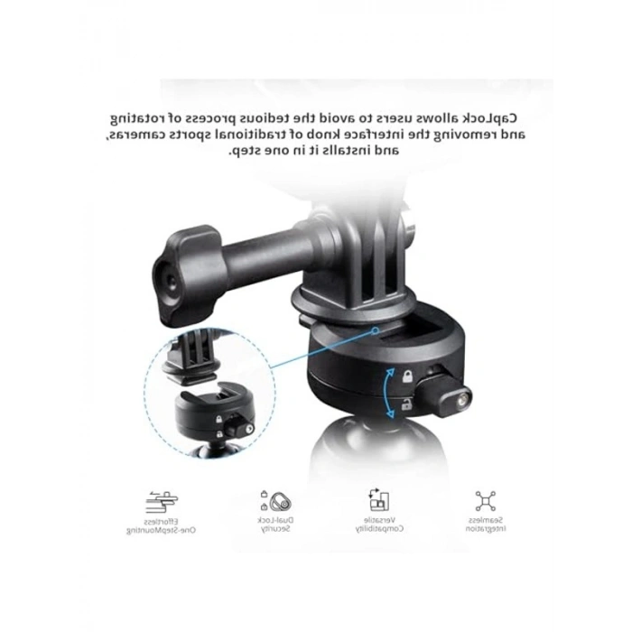Go Hero 13/12 için CapLock üçlü vantuz tutucu, DJI Osmo 360/Action 6/Pocket 4/3 için, 1/4-20 dişli adaptörlü, Insta360 Ace  2/X5/ONE RS için aksiyon kamerası