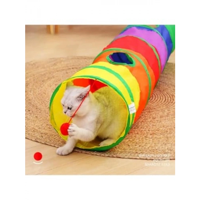 Gökkuşağı Renkli Katlanır Kedi ve Köpek Tüneli