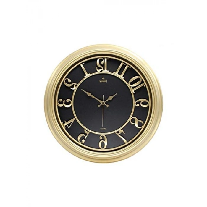Gold-Siyah Kabartma Duvar Saati, 50 cm