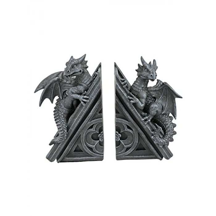 Gotik Kale Ejderhası Şeklinde Kitap Desteği, 12,5 x 4 x 20,5 cm