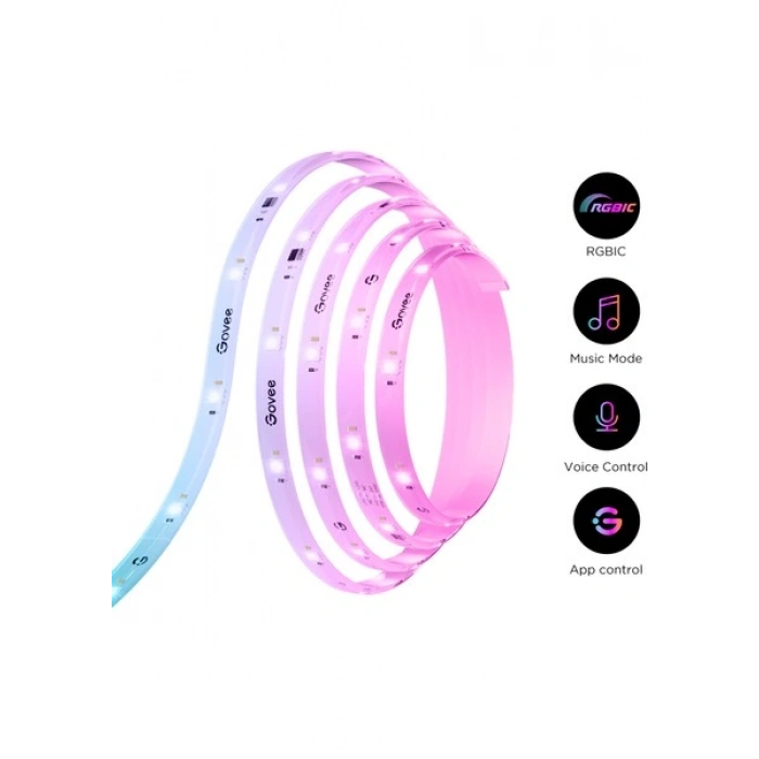 Govee LED Şerit 3m Renkli Koruyucu Kaplama ile 12V İç Mekan Aydınlatma