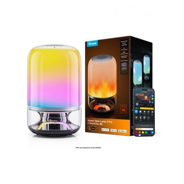 Govee Masa Lambası 2 Pro x Jbl Hoparlörlü, Type-C Şarjı, 45W Şarj Adaptörü Dahildir