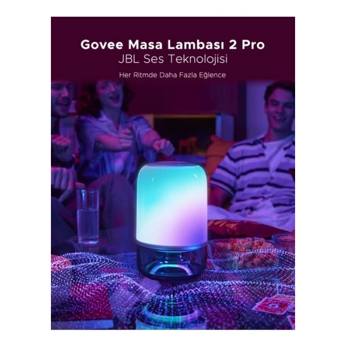 Govee Masa Lambası 2 Pro x Jbl Hoparlörlü, Type-C Şarjı, 45W Şarj Adaptörü Dahildir