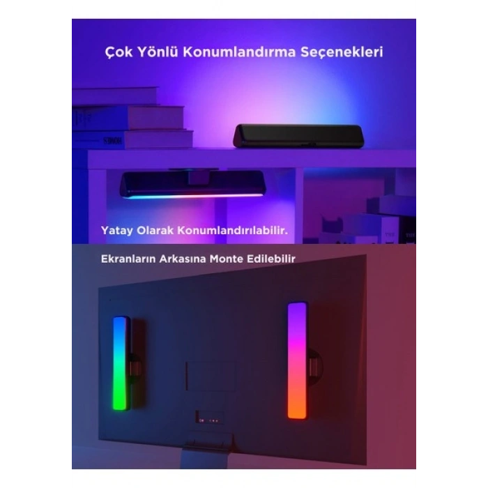 Govee RGBICWW WiFi + Bluetooth Flow Plus Dikey Aydınlatma Uyguluma Üzerinden Kontrol, Çok Renkli