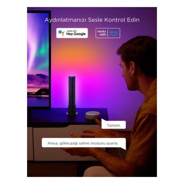 Govee RGBICWW WiFi + Bluetooth Flow Plus Dikey Aydınlatma Uyguluma Üzerinden Kontrol, Çok Renkli