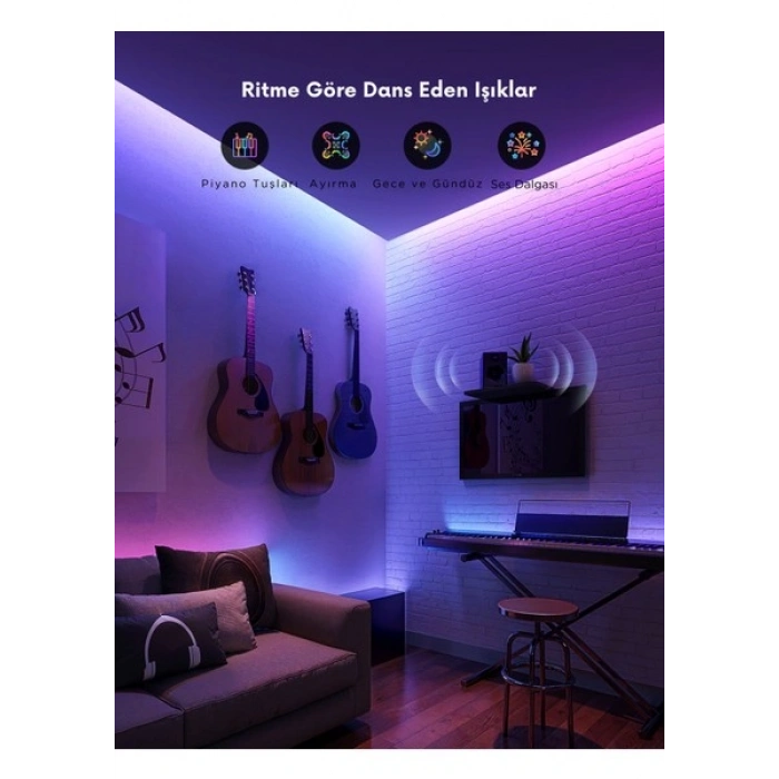 Govee Rgbwwıc Matter Destekli Kesilebilir LED Şerit 2 Pro 5 Metre, Uygulama Üzerinden Kontrol