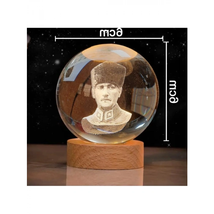 Göz Yormayan Işıklı Cam Küre - Ahşap Stand ile