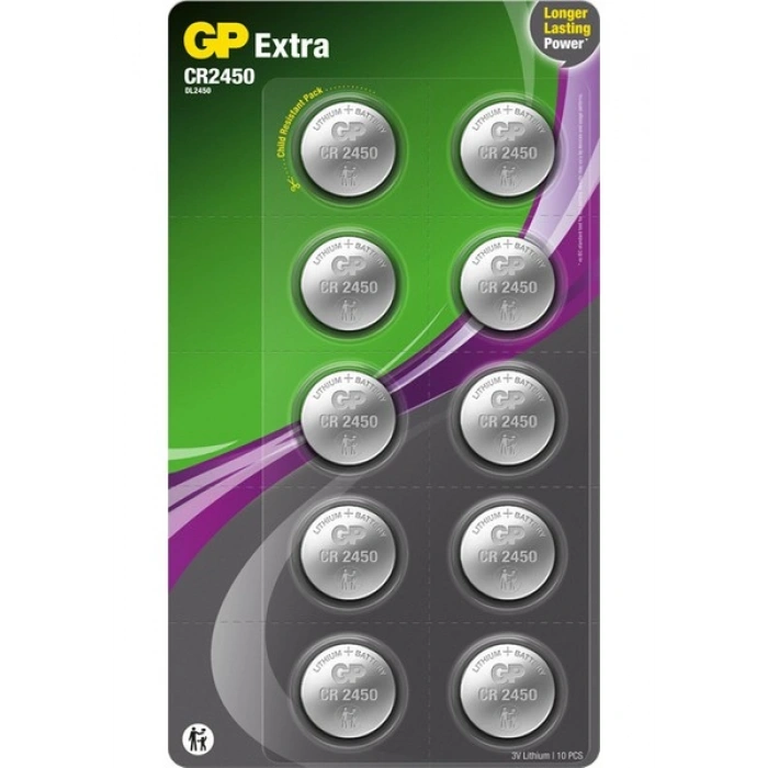 GP CR2450-10 3V Lityum Düğme Pil 10lu Paket