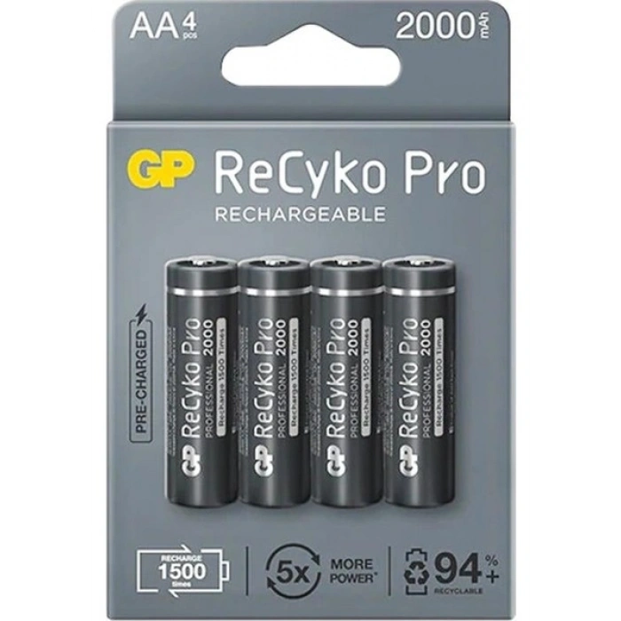 GP Recyko Pro AA 2000 mAh Şarjlı Pil 1,2 V Ni-Mh 4lü Paket
