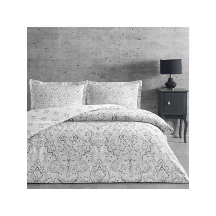 Gri Çift Kişilik Saten Nevresim Takımı