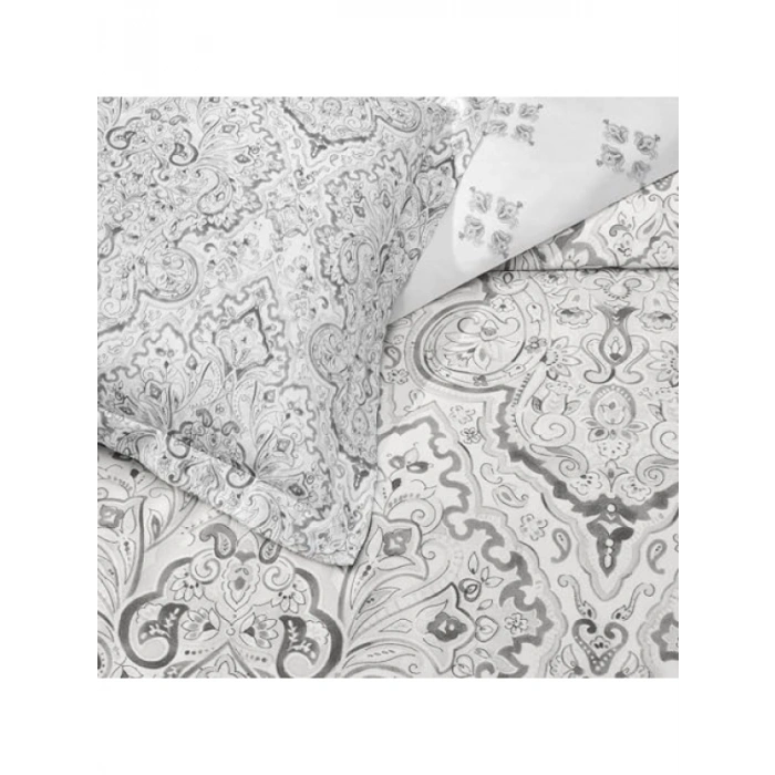 Gri Çift Kişilik Saten Nevresim Takımı