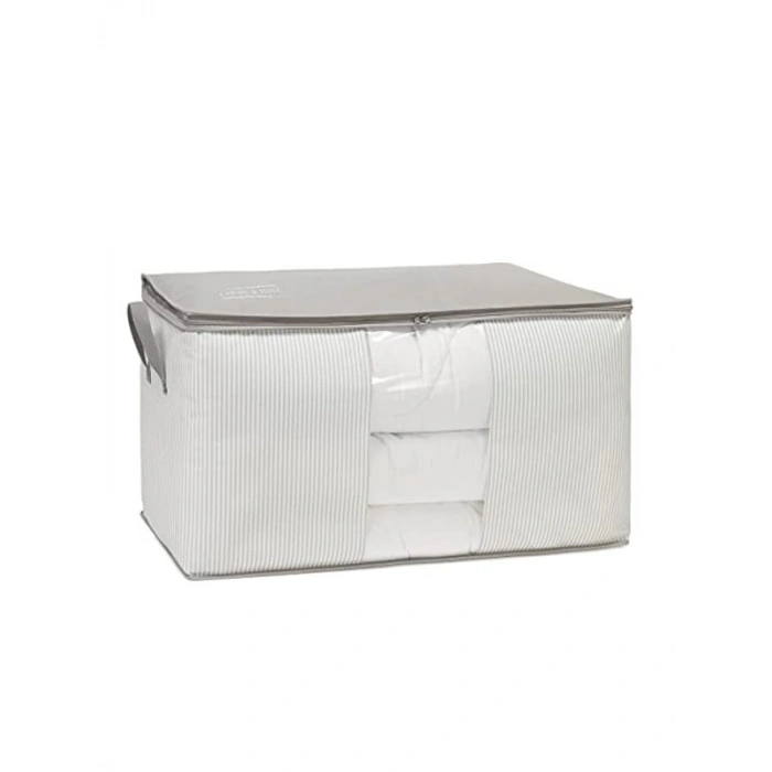 Gri Çizgili Mega Boy PVC Pencereli Hurç, 75 x 40 x 40 cm