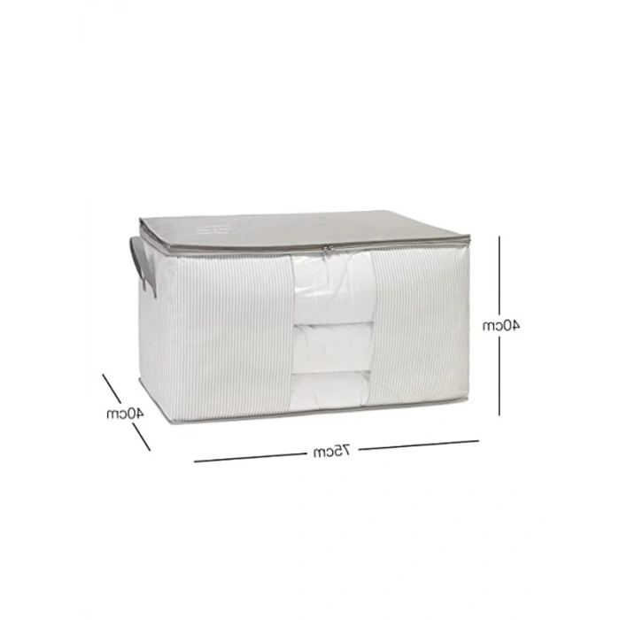 Gri Çizgili Mega Boy PVC Pencereli Hurç, 75 x 40 x 40 cm