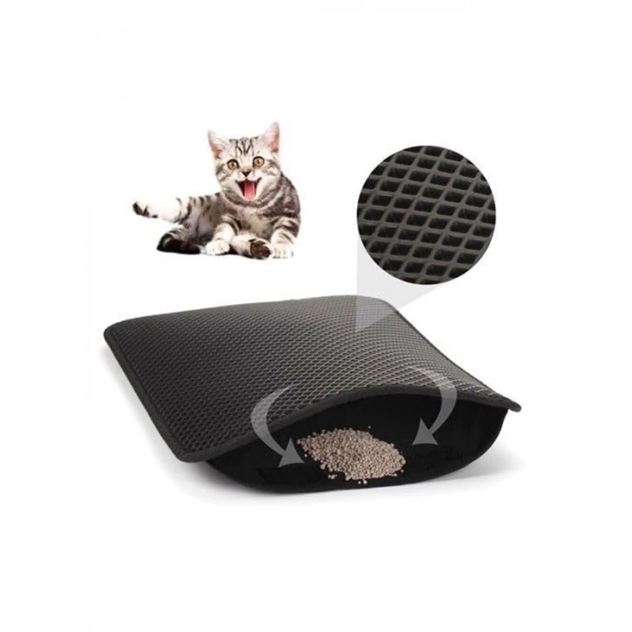 Gri Elekli Kedi Tuvalet Önü Kum Temizleyici Paspas