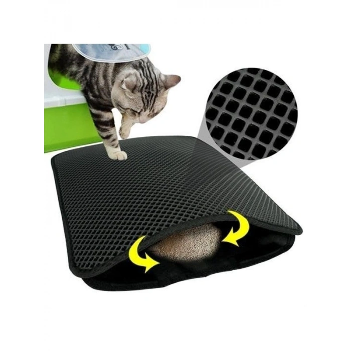 Gri Elekli Kedi Tuvalet Önü Kum Temizleyici Paspas