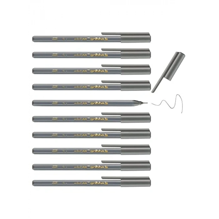 Gri Fineliner Kalem Seti - 0,3 mm Uç, 10 Adet