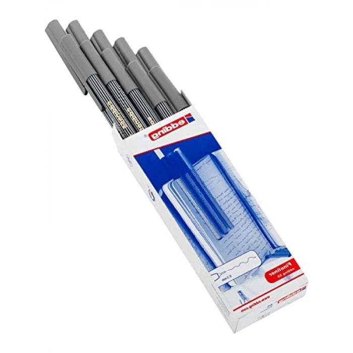 Gri Fineliner Kalem Seti - 0,3 mm Uç, 10 Adet