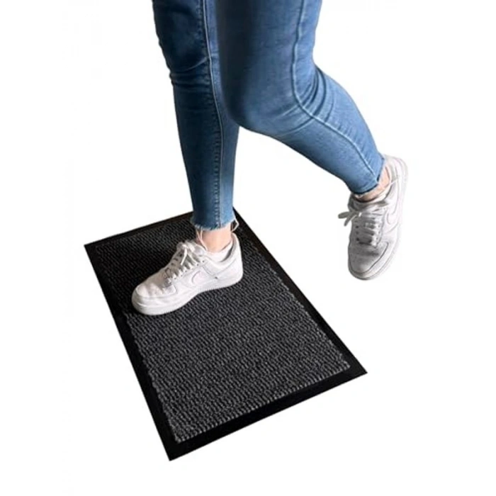 Gri Kapı Önü Nem ve Toz Alıcı Paspas, 40x60 cm Boyutunda
