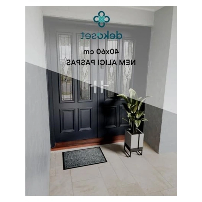 Gri Kapı Önü Nem ve Toz Alıcı Paspas, 40x60 cm Boyutunda