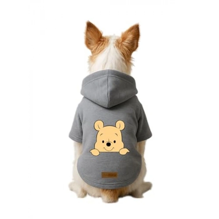 Gri Renk Kapüşonlu Kedi ve Köpek Kıyafeti - XL Boy
