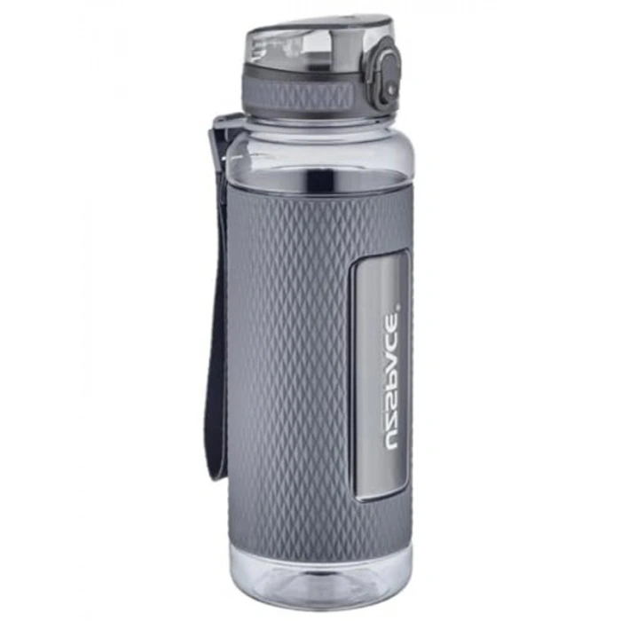 Gri renkli 1100ml tritan su matarası, kaydırmaz gövde