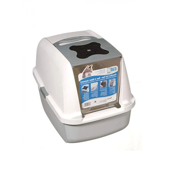 Gri Renkli Kapalı Kedi Tuvalet Kabini