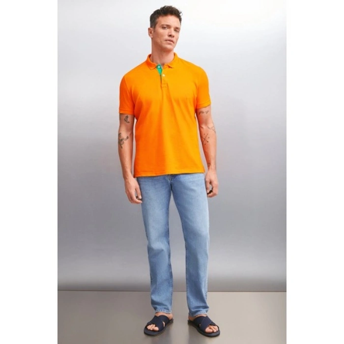 Grimelange MATHEW Erkek Turuncu Polo Yaka T-shirt