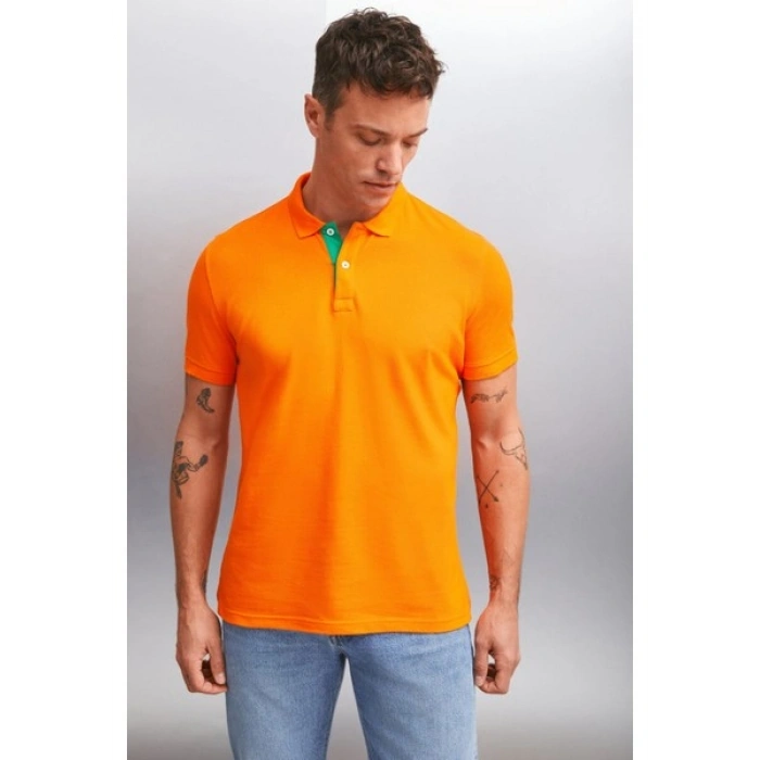 Grimelange MATHEW Erkek Turuncu Polo Yaka T-shirt