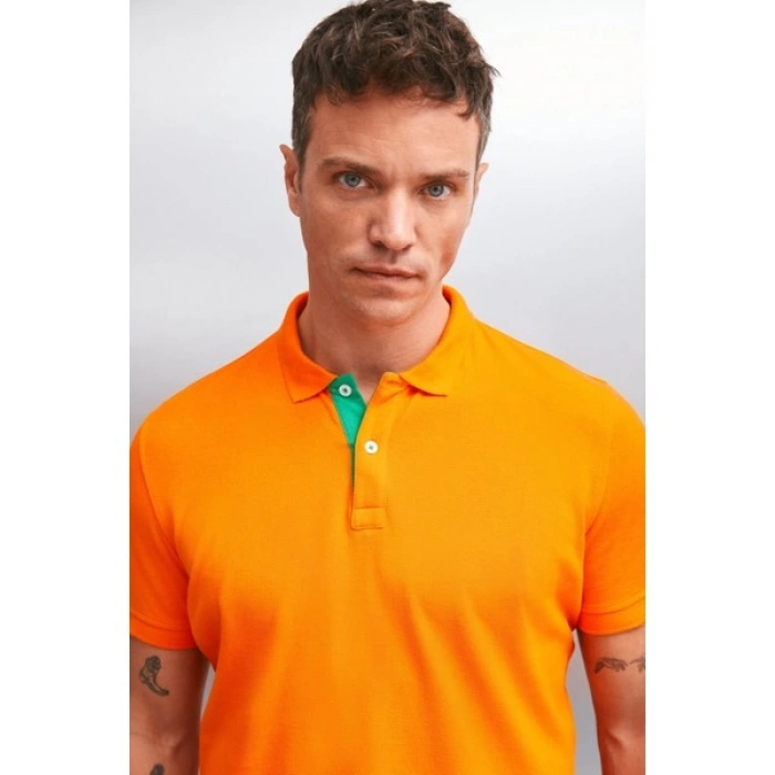 Grimelange MATHEW Erkek Turuncu Polo Yaka T-shirt