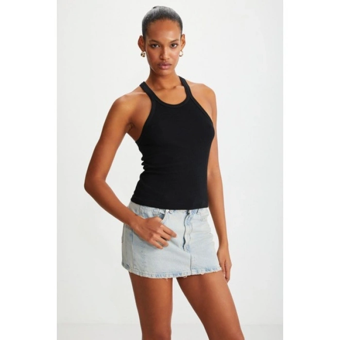 Grimelange Mıssy Kadın Halter Yaka Kısa Siyah Body