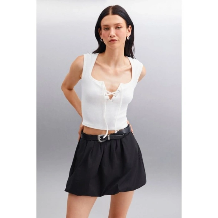 Grimelange PAOLINA Kadın Crop Ekru Bluz